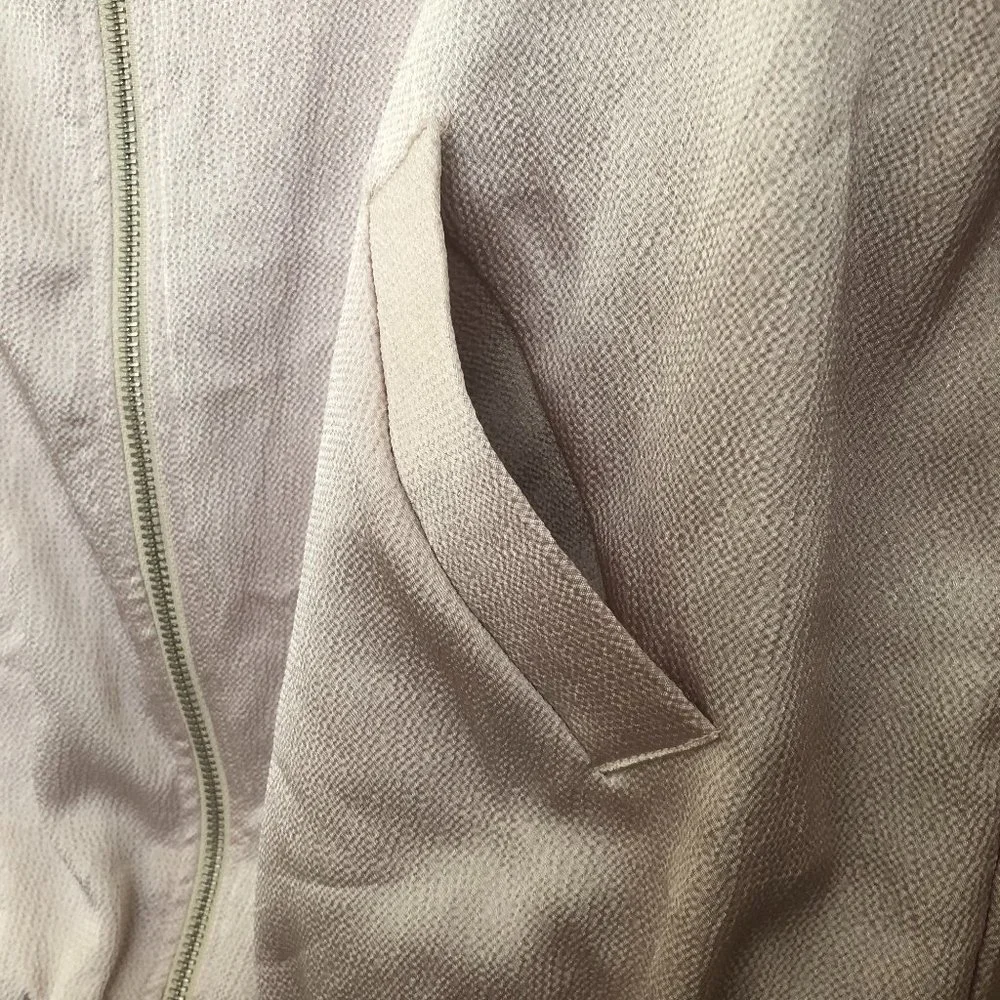 Free Press Metallic Zip-Up Bomber Jacket | Tan | Size M - Picture 6 of 11